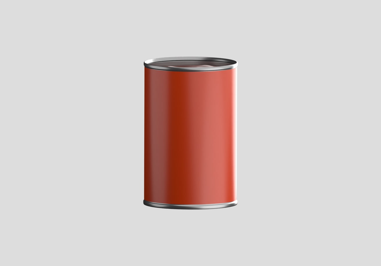 Red nondescript can with blank label