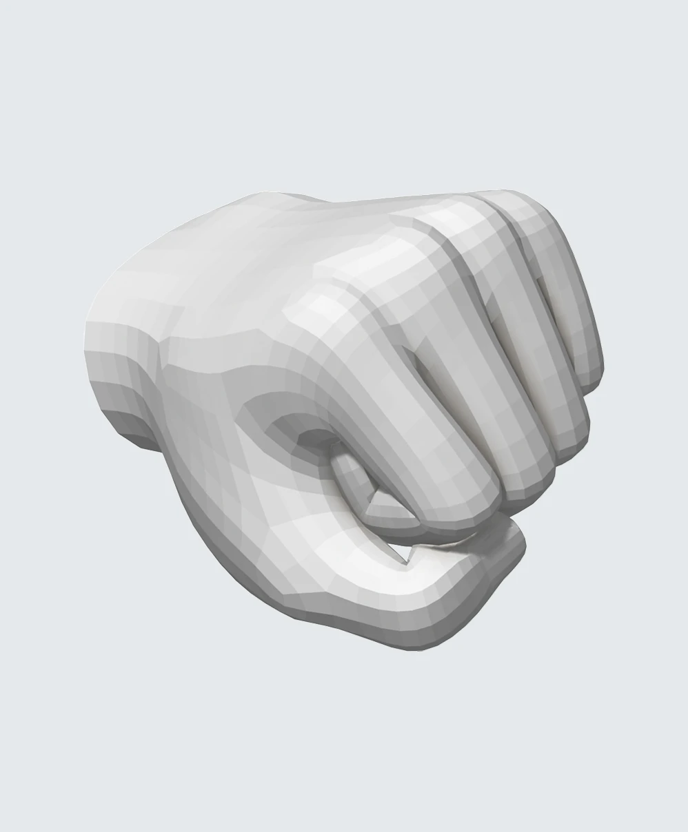 White neutral colored 3D fist punching partially toward viewer