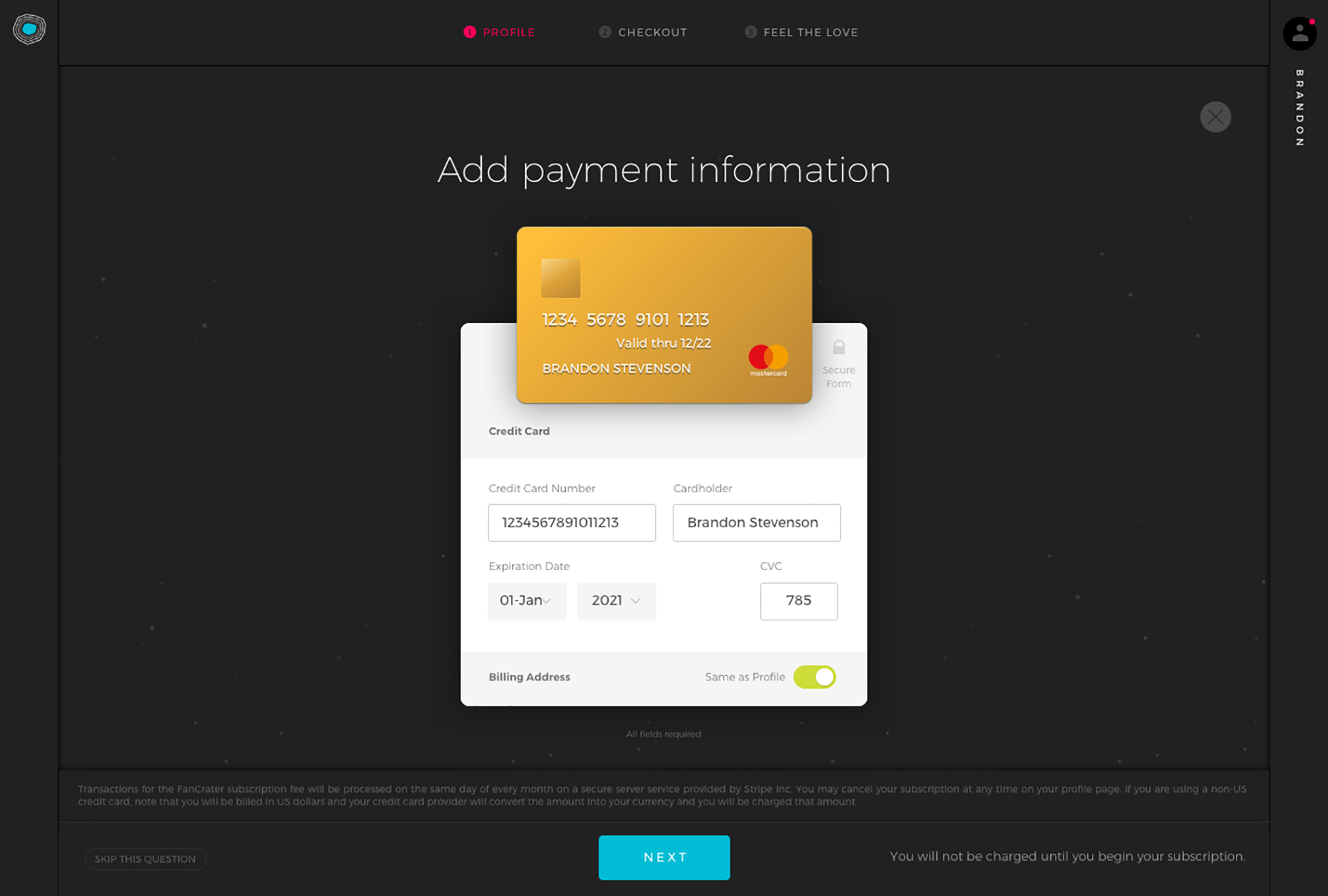 Credit card form UX and UI design