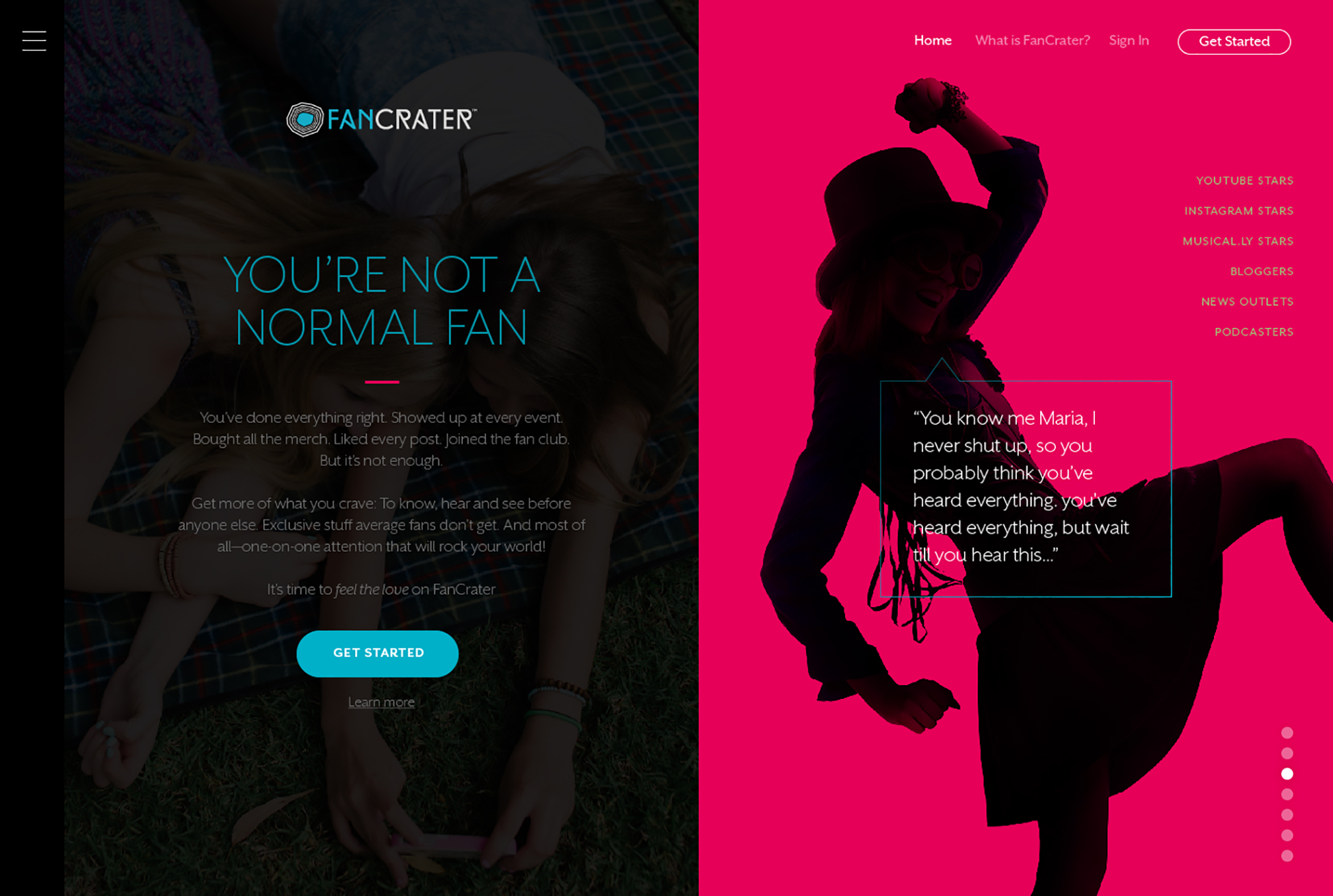 Dynamic home page design with black and pink with silhouette of steampunk woman