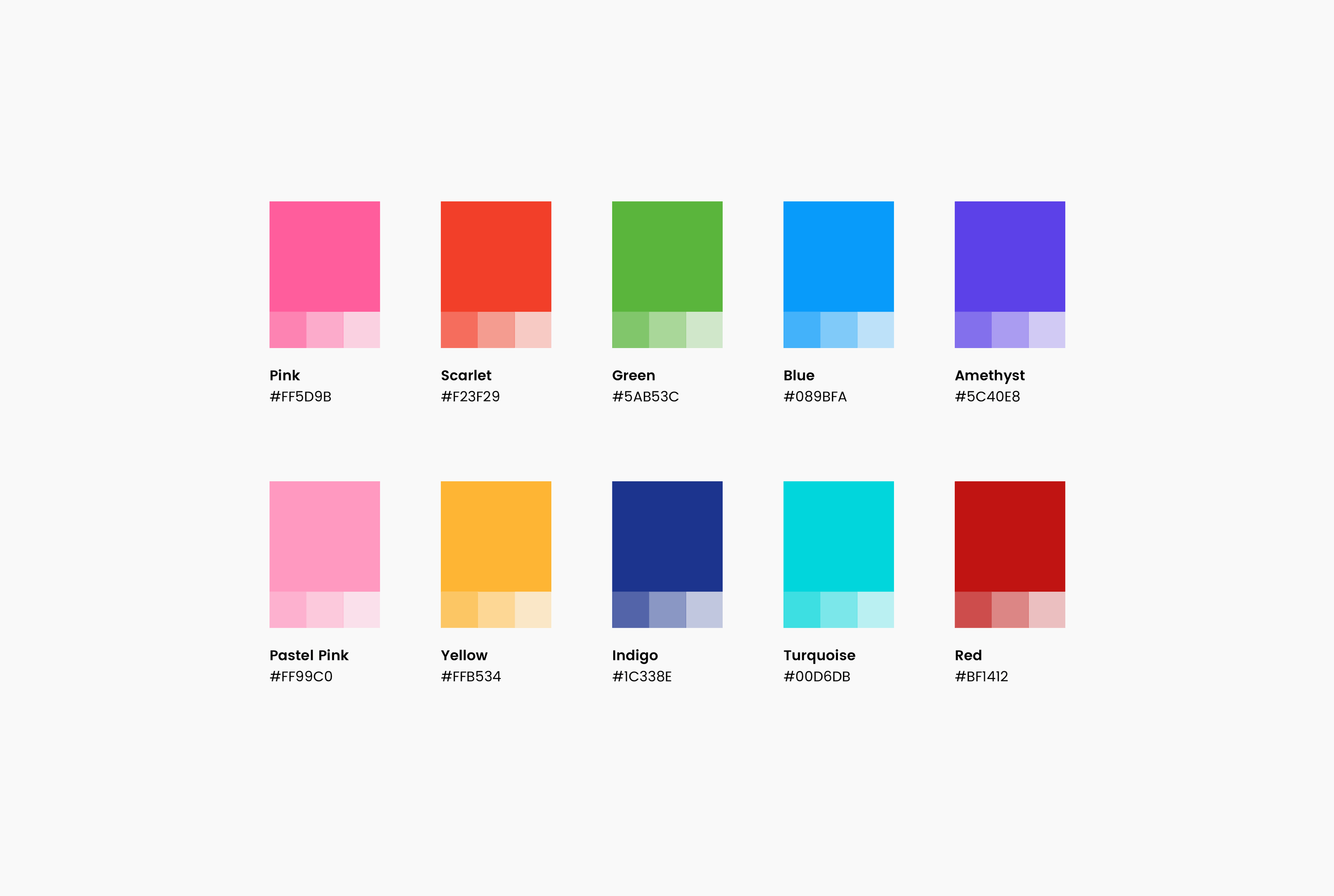 Colorful web and app design color palette