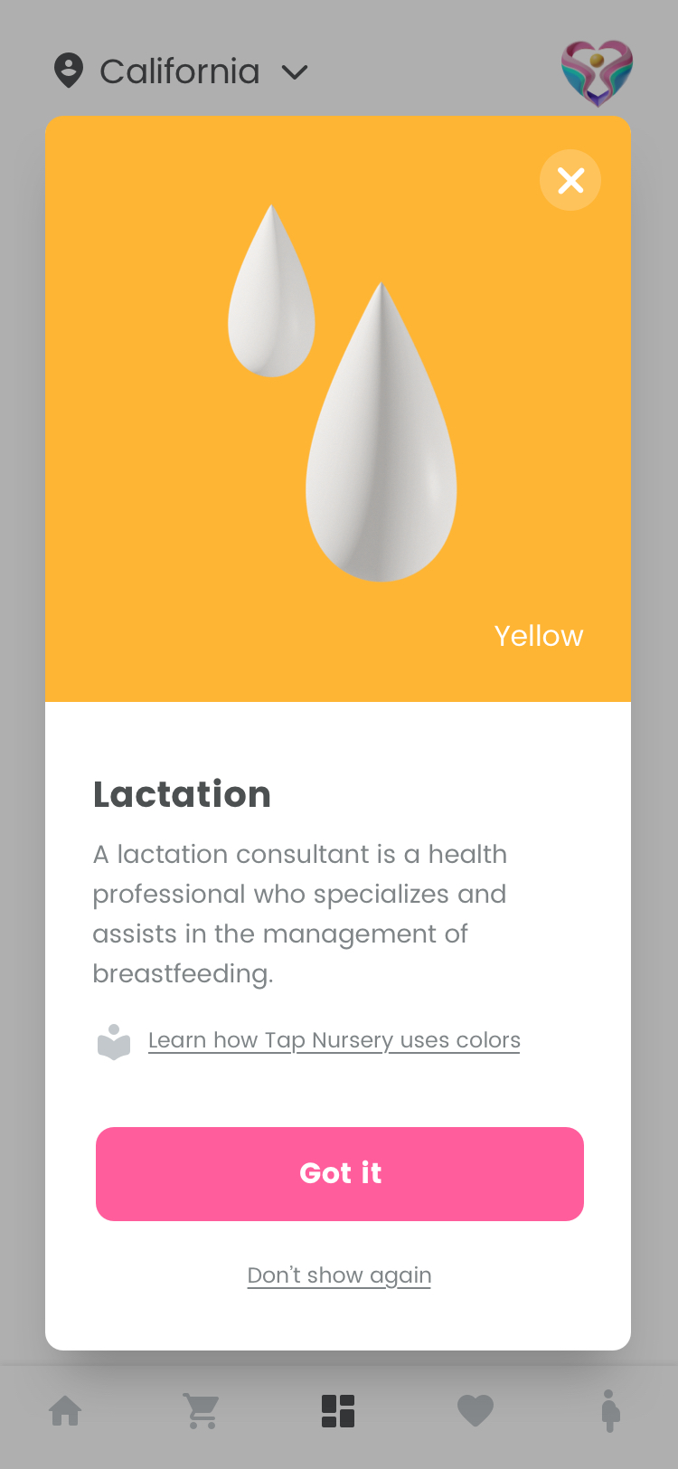 UI design with yellow modal window