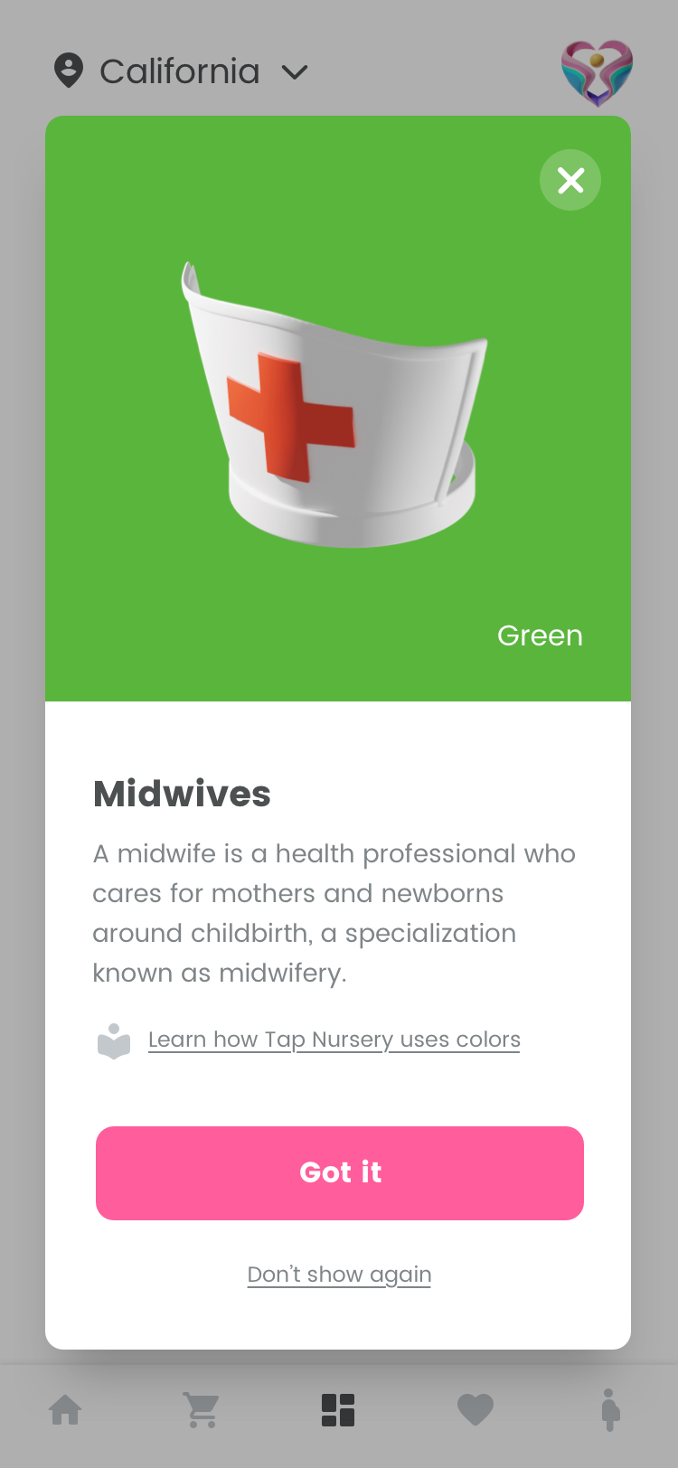 Bright green overlay for mobile application