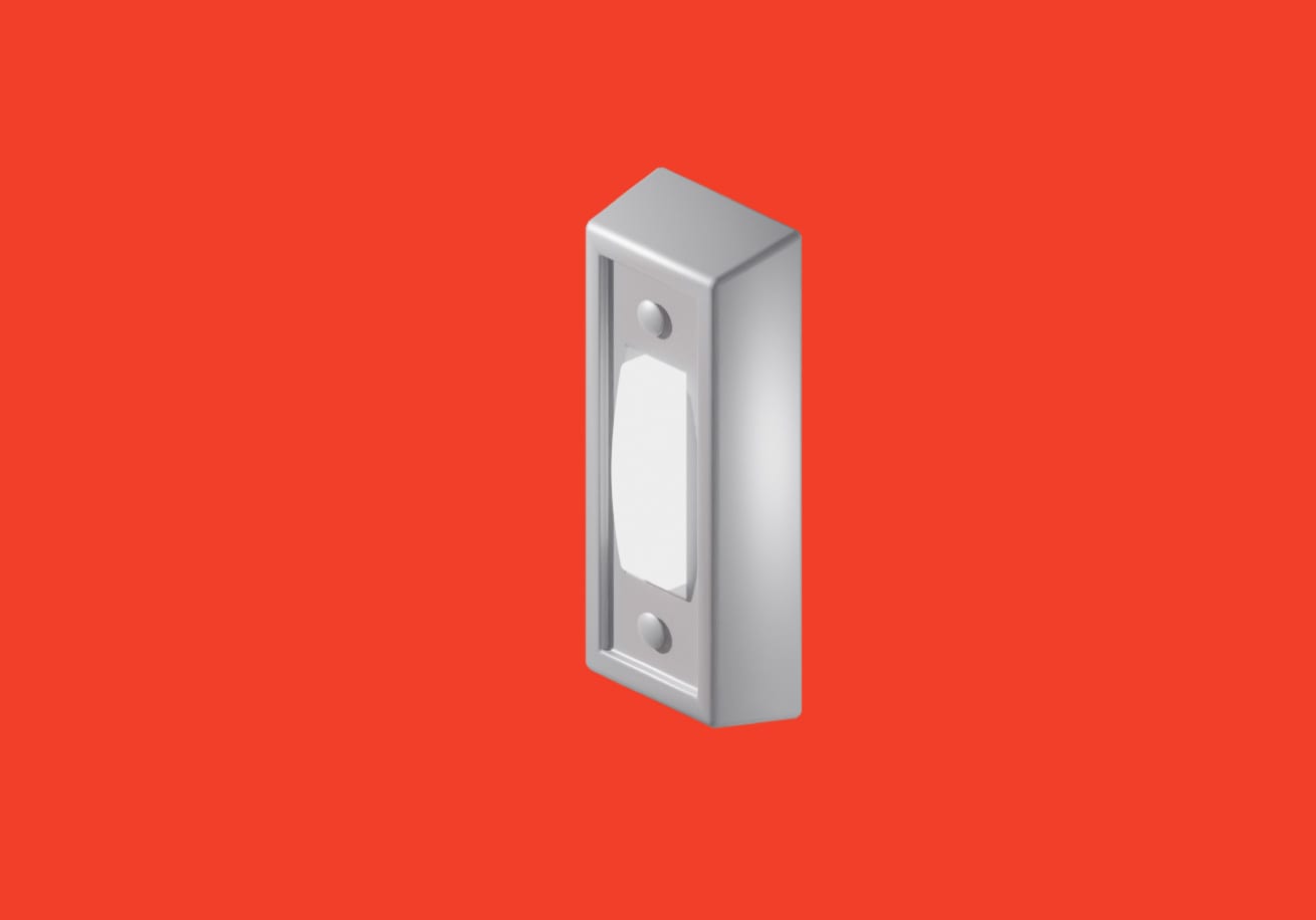 3D modeled doorbell on red background
