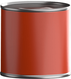 A red nondescript tin can