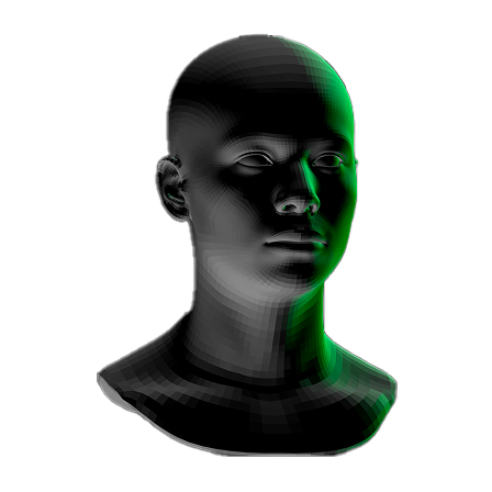 Dramatic light on a 3D model of a human face